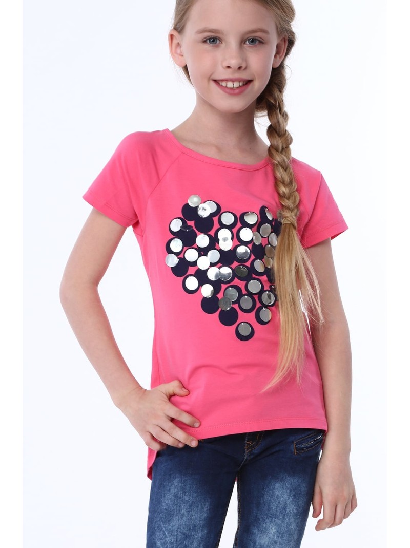 T-shirt with mirror petals amaranth NDZ8292 - Online store - Boutique